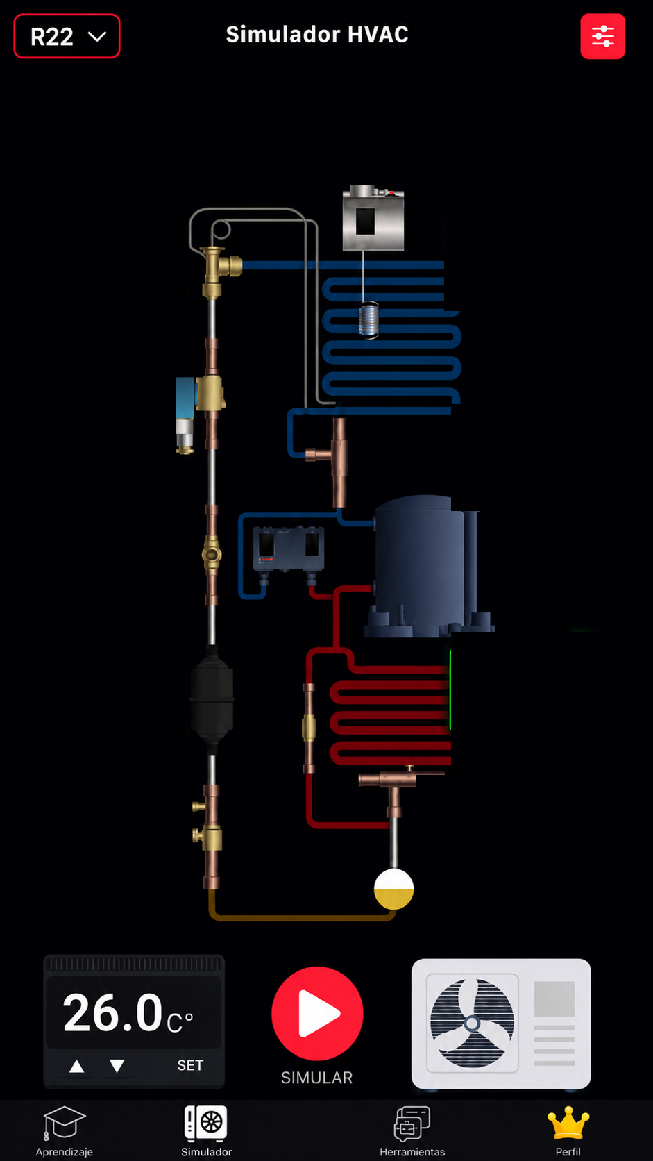 Simulador HVAC interactivo